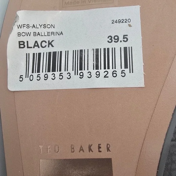 Ted Baker Allyson Bow Leather Ballerina Flats Black EU 39.5 US 9.5 NWOT - Picture 7 of 11